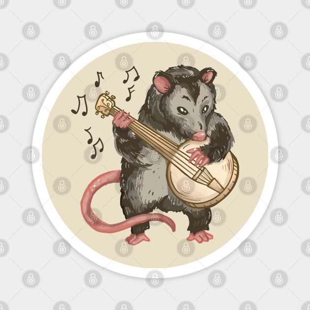 Possum banjo Magnet by Christyn Evans